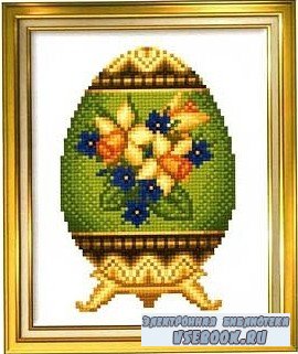 Green Easter Egg with Spring Motif